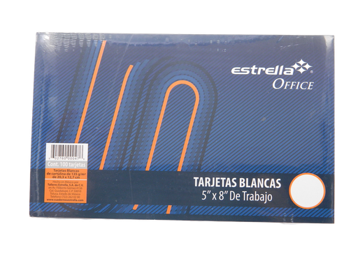 [003634] Tarjeta Blanca 5 x 8 C/ 100 pzs Estrella