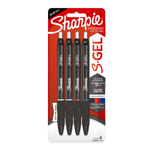 [003819] Pluma Sharpie S-Gel 0.7 mm P/ Fino C/ 4 pzs Newell