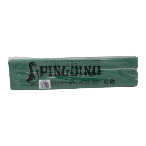 [003952] Papel Crepe Pingüino Verde Navidad C/ 10 pzs Belumosa