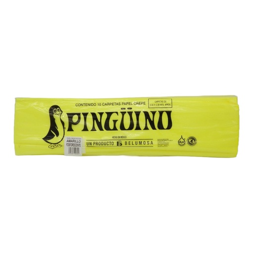 [003959] Papel Crepe Pingüino Amarillo Fosforescente C/ 10 pzs Belumosa
