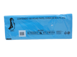 [003970] Papel China Pingüino 50x75 cms Azul Cobalto C/ 100 pzs Belumosa