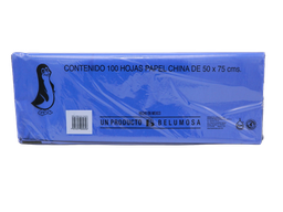 [003971] Papel China Pingüino 50x75 cms Azul Fuerte C/ 100 pzs Belumosa