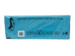 [003972] Papel China Pingüino 50x75 cms Aqua Marina C/ 100 pzs Belumosa