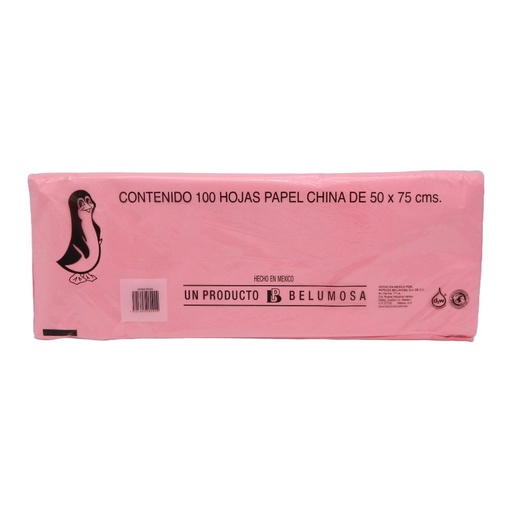 [003974] Papel China Pingüino 50x75 cms Rosa C/ 100 pzs Belumosa