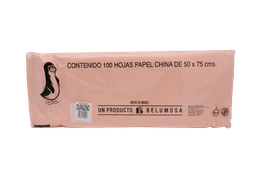 [003975] Papel China Pingüino 50x75 cms Durazno C/ 100 pzs Belumosa