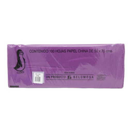 [003979] Papel China Pingüino 50x75 cms Uva C/ 100 pzs Belumosa