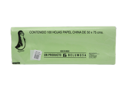 [003980] Papel China Pingüino 50x75 cms Verde Pistacho C/ 100 pzs Belumosa