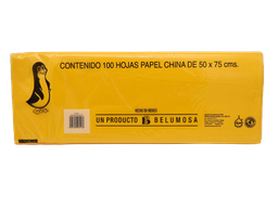 [003984] Papel China Pingüino 50x75 cms Amarillo Fuerte C/ 100 pzs Belumosa