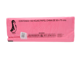 [003988] Papel China Pingüino 50x75 cms Coral C/ 100 pzs Belumosa