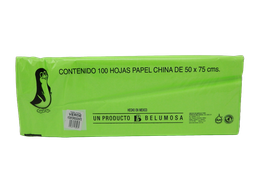 [003989] Papel China Pingüino 50x75 cms Verde Fosforescente C/ 100 pzs Belumosa