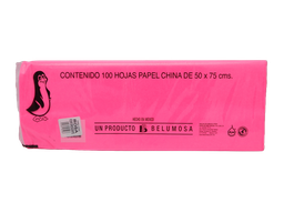 [003992] Papel China Pingüino 50x75 cms Rosa Fosforescente C/ 100 pzs Belumosa