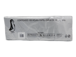 [003996] Papel China Pingüino 50x75 cms Plata Metalico C/ 100 pzs Belumosa