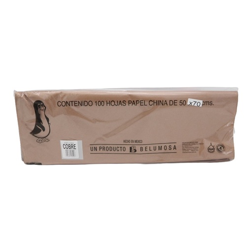 [003997] Papel China Pingüino 50x75 cms Cobre Metalico C/ 100 pzs Belumosa
