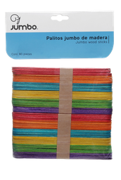 [004086] Palitos Madera Jumbo Colores 1.6 x 15 cms C/ 80 pzs Jumbo