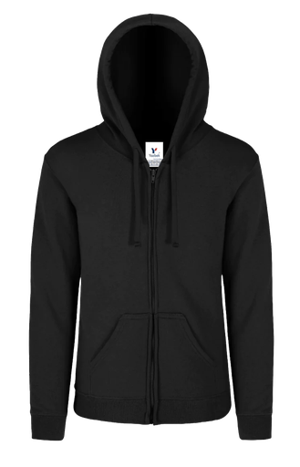 [004139] Sudadera C/ Capucha, Cangurera y Cierre 50% Algodón 50% Poliester Negro Doble Extra Grande Yazbek