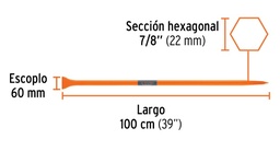 [004170] Barreta de Punta 7/8" de 100 cms 10750 Truper