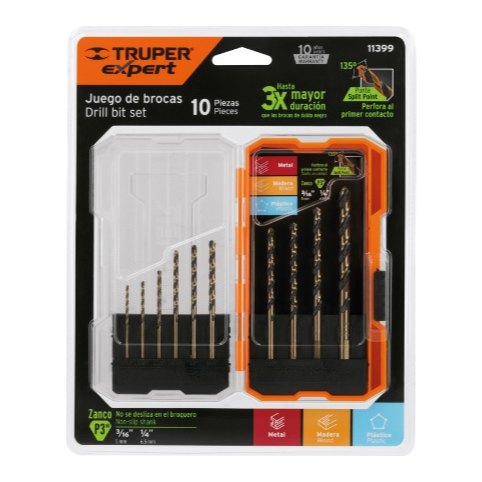 [004179] Juego de 10 Brocas P/ Metal HSS 11399 Truper