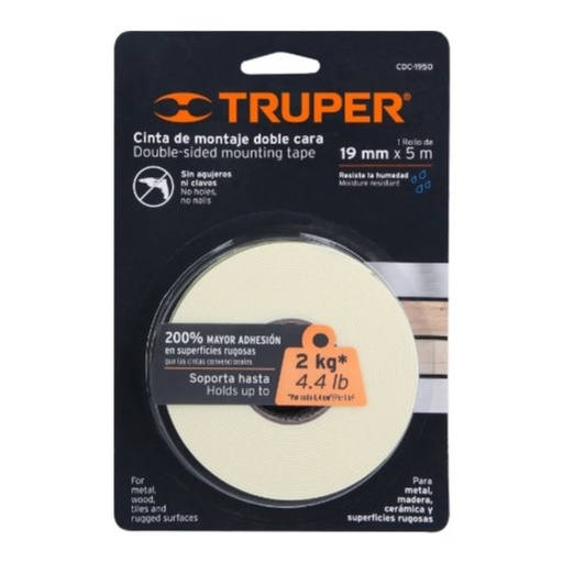 [004205] Cinta Montaje 1.9 cms x 5 mts 11725 Truper