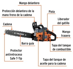 [004264] Motosierra Motor 2 Tiempos 45 cc 16" 16620 Truper