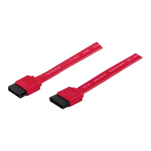 [004367] Cable Datos SATA 7 Pines Macho a Macho 50 cms Rojo Manhattan