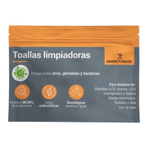 [004382] Toallas Limpiadoras Paños Humedos C/ 20 pzs Perfect Choice