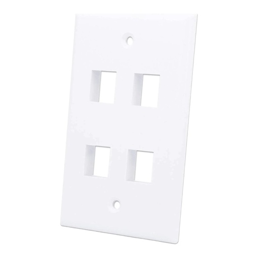 [004404] Tapa P/ Caja de Pared Wall Plate Blanco 4 Perforaciones Intellinet