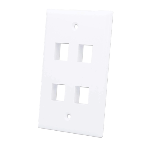 [004404] Tapa P/ Caja de Pared Wall Plate Blanco 4 Perforaciones Intellinet