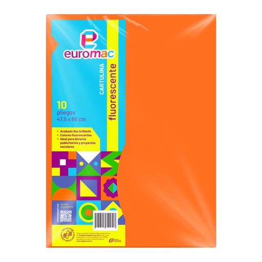 [004455] Cartulina Fluorescente Naranja C/ 10 pzs Arpapel