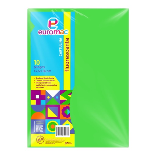 [004458] Cartulina Fluorescente Verde C/ 10 pzs Arpapel