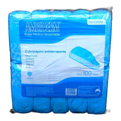 [004480] Cubrezapato C/ Antiderrapante Azul C/ 100 pzs Ambiderm