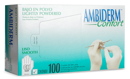 [004483] Guante Latex Confort Blanco Bajo en Polvo Chico C/ 100 pzs Ambiderm