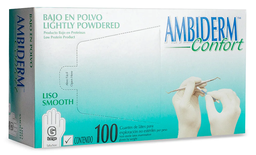 [004485] Guante Latex Confort Blanco Bajo en Polvo Grande C/ 100 pzs Ambiderm