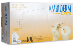 [004488] Guante Latex Extra Blanco Libre de Polvo Mediano C/ 100 pzs Ambiderm