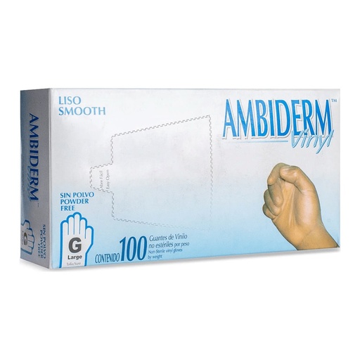 [004495] Guante Vinyl Libre de Polvo Grande C/ 100 pzs Ambiderm