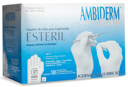 [004508] Guante Latex Esteril Exploracion Blanco Bajo en Polvo Grande C/ 100 pzs Ambiderm