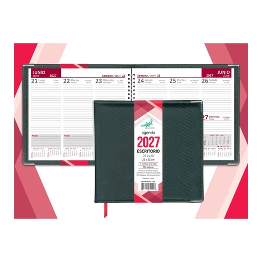 [004580] Agenda Semanal Lujo Negra Hazel