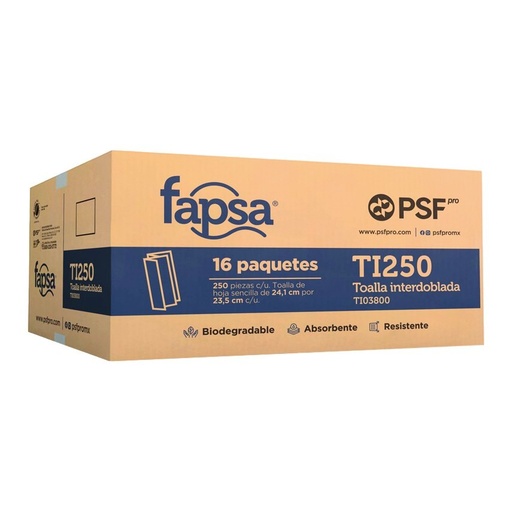 [004693] Toalla Interdoblada Blanca HS C/ 250 pzs C/ 16 pzs TI250 Fapsa