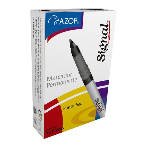 [004756] Marcador Signal P/ Fino Negro C/ 12 pzs Azor
