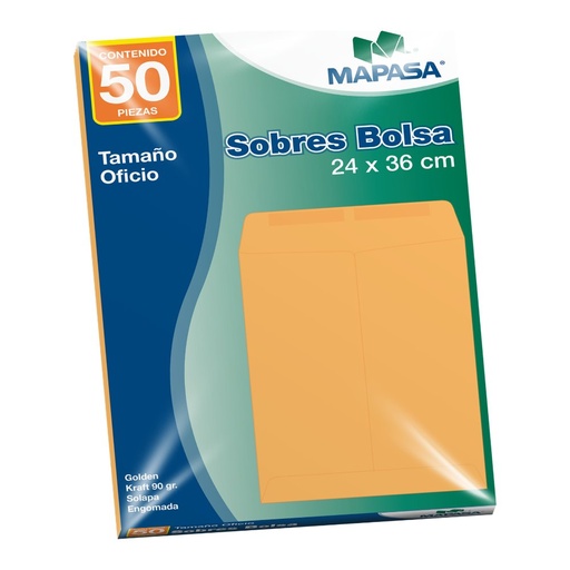 [004871] Sobre Bolsa Golden T/ Oficio 24 x 36 cms C/ 50 pzs Arpapel
