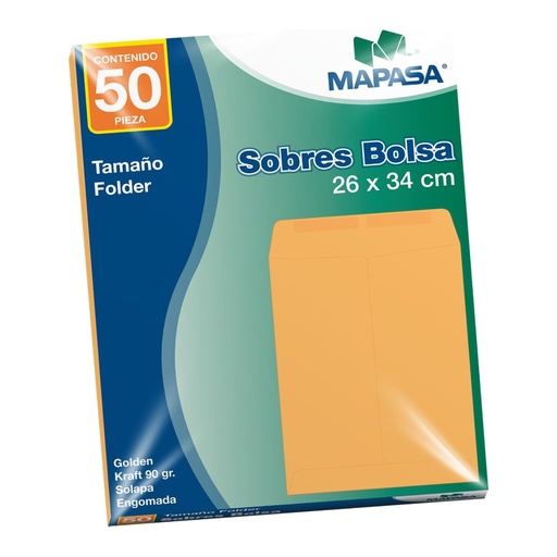 [004872] Sobre Bolsa Golden T/ Folder 26 x 34 cms C/ 50 pzs Arpapel