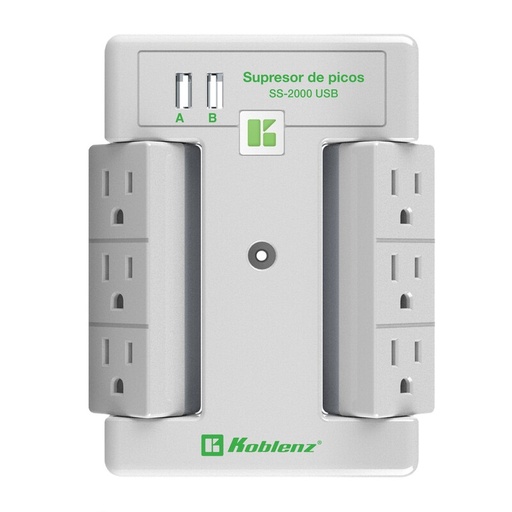 [005175] Supresor Koblenz SS2000 2000 Joules 6 Contactos 2 USB