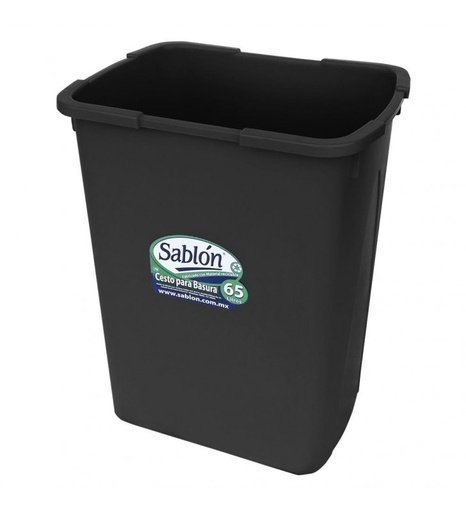 [8285NE] Cesto Basura Rectangular 65 Lts Sablon Negro