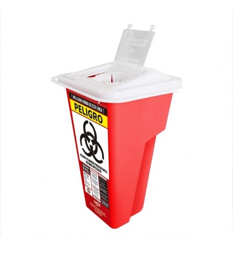 [9352RPBI] Contenedor 1 Lts Residuos Punzocortantes RPBI Rojo Sablon