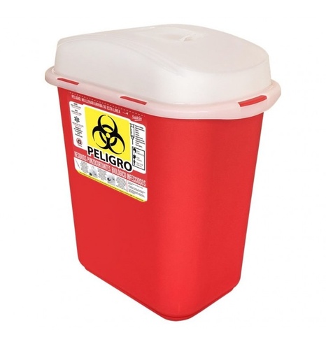 [8210RPBI] Cesto 13 Lts Residuos Punzocortantes RPBI Rojo Sablon