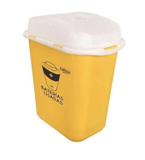 [8211AM] Cesto 13 Lts Baterias Usadas Amarillo Sablon