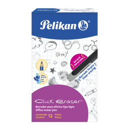 [000235] Borrador T/ Lapiz Click Eraser C/ 12 pzs Pelikan 
