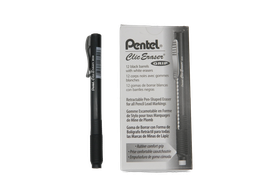 [000236] Borrador T/ Lapiz Negro Clic Eraser C/ 12 pzs Pentel