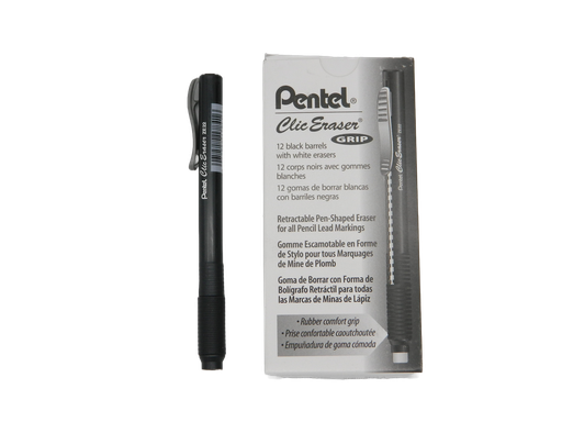 [000236] Borrador T/ Lapiz Negro Clic Eraser C/ 12 pzs Pentel