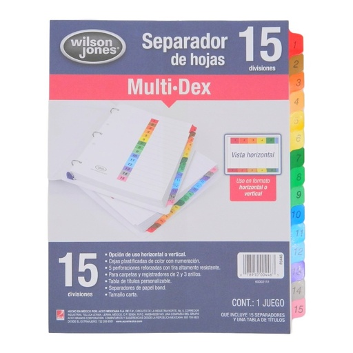 [000029] Separador Multidex C/ 15 Acco