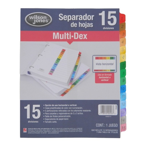 [000029] Separador Multidex C/ 15 Acco